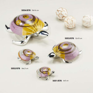 Tartaruga gattinoni planetarium glicine in resina argentata e vetro