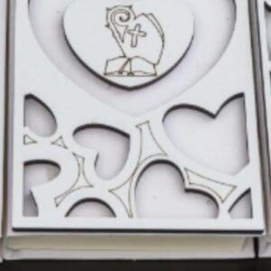 Bomboniera VANGELO CRESIMA   PELLE LEGNO