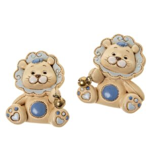 Bomboniera Leone Baby celeste in resina magnete calamita h 5 cm