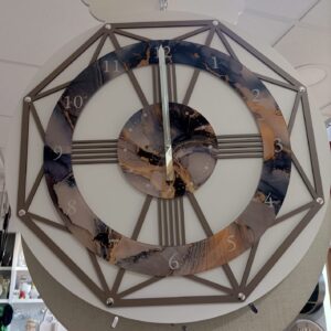 OROLOGIO PARETE OTTAGONALE LEGNO E PLEXI