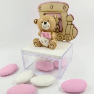 ORSETTO ROSA CON PORTACONFETTI