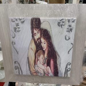 QUADRO SACRA FAMIGLIA MODERNO CON CORNICE PERLATA MISURA 50×50 CM