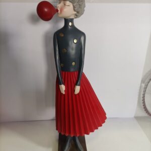 DONNA CON PALLONCINO ROSSO  E GONNA ROSSA H 44 CM