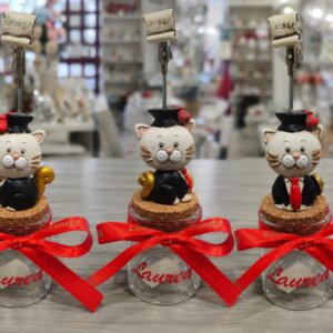 BOMBONIERA LAUREA GATTINO SU BARATTOLO