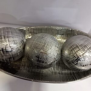 CENTROTAVOLA CERAMICA ARGENTO RIGHE