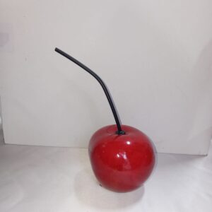 Ciliegio rosso in ceramica lucida rossa h 16 cm