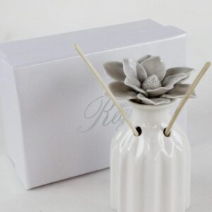 Bomboniera Profumatore in ceramica con Fiore Grigio Diffusore Profumo per Ambienti