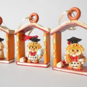 gufo casetta resina bomboniera tre assortite