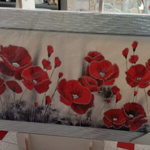 QUADRO PAPAVERI ROSSI DETTAGLI GLITTER ARGENTO