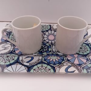 COPPIA TAZZINE CON VASSOIO GATTINONI TEODOSIA BLUE