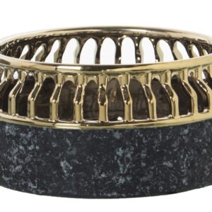 CENTRO TAVOLA/SVUOTA TASCHE/CENTRINO DIAMETRO 17.5CM NERO EFFETTO MARMO/ORO