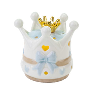 BOMBONIERA corona led porcellana celeste 10xh.9 cm