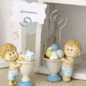bomboniera Segnaposto memoclip celeste bambino bomboniera nascita/ battesimo 2 assortiti