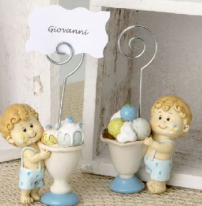 bomboniera Segnaposto memoclip celeste bambino bomboniera nascita/ battesimo 2 assortiti