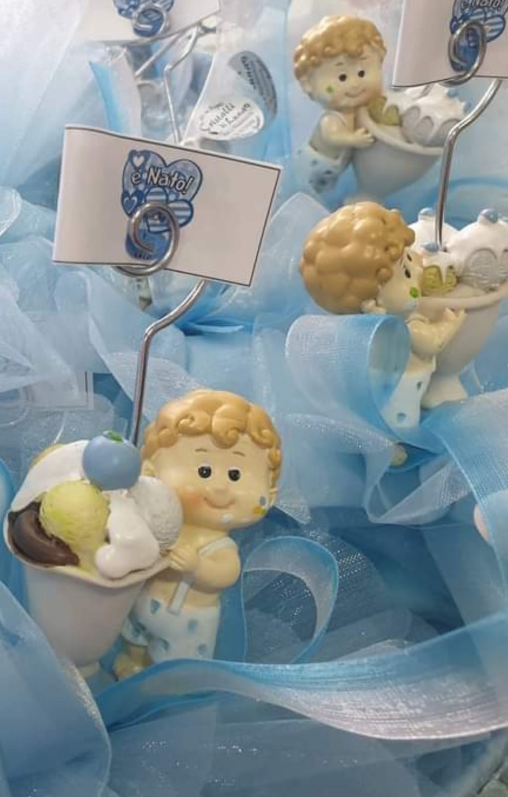 bomboniera Segnaposto memoclip celeste bambino bomboniera nascita/ battesimo 2 assortiti - immagine 2