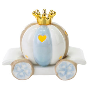 bomboniera carrozza led porcellana celeste12,5x7xh.10 cm