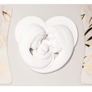 Quadro Capezzale sacra famiglia con foglie d'oro - Alta qualità made in italy