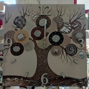 Orologio da parete albero vita/ quercia glitter argento