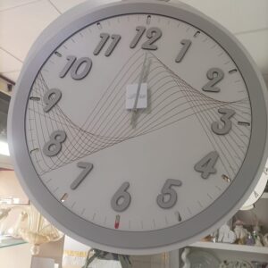orologio parete moderno linea onda bianco grigio diametro 60cm
