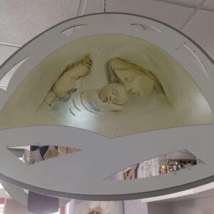 QUADRO CAPEZZALE BIANCO CENTRALE  BEIGE CORNICE TORTORA DETTAGLI STRASS