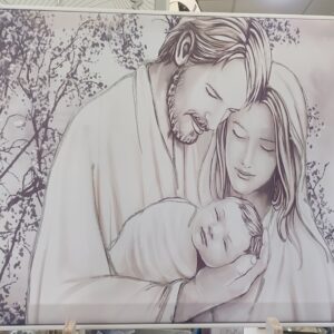 Quadro sacra famiglia moderno con glitter