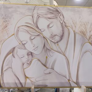Quadro sacra famiglia oro con glitter
