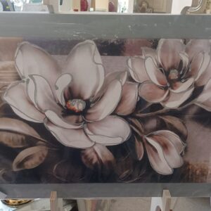 Quadro moderno con fiori e cornice argento