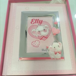 Album portafoto con cornice elefantino rosa baby