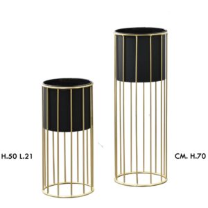 Set porta piante nero e oro