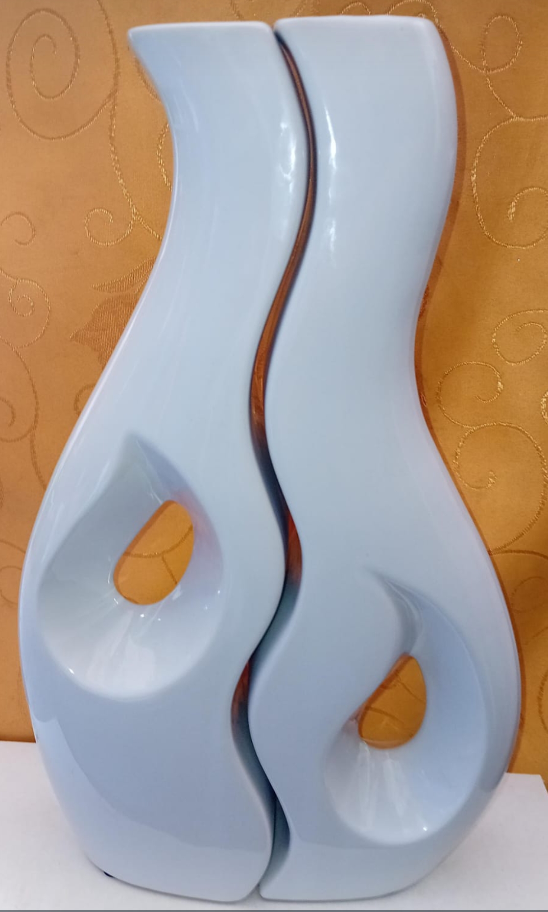 Vaso doppio bianco ceramica smaltata
