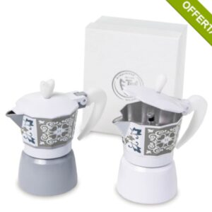 Bomboniere Caffettiera Moka maioliche in Alluminio