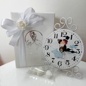 Bomboniera Orologio sposi in metallo