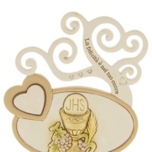 Bomboniera Decorazione Icona Cuore con Calice Comunione in resina h 12 cm art 04A130