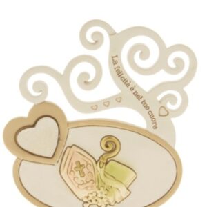 Bomboniera Decorazione Icona Cuore con simbolo Cresima in resina h 12 cm art 04A131