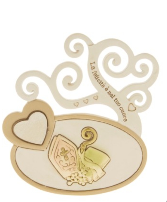 Bomboniera Decorazione Icona Cuore con simbolo Cresima in resina h 12 cm art 04A131