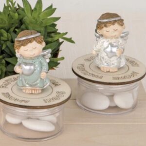 SCATOLINA PLEXIGLASS ANGIOLETTO CON CUORE E PAROLE SIGNIFICATIVE - MESSAGGIO DI AFFETTO PER EVENTI SPECIALI