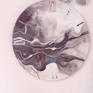 Orologio effetto marmo nero  argento Dark 60cm