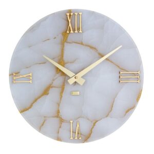 Orologio effetto marmo bianco e oro