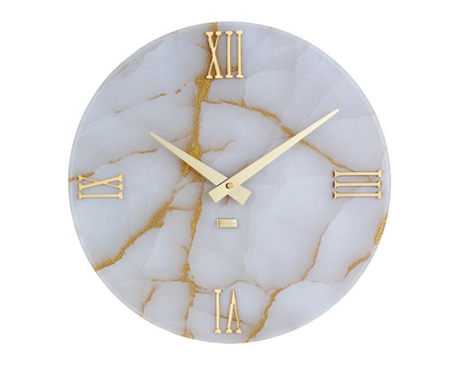 Orologio effetto marmo bianco e oro