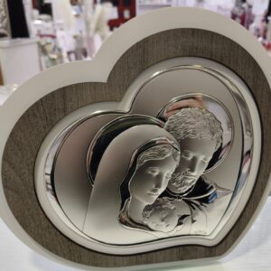 Icona sacra famiglia valenti argento e legno