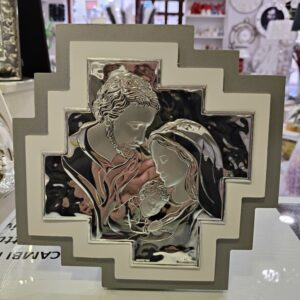 Icona sacra famiglia in argento stilizzata