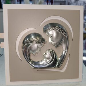 Icona sacra famiglia in argento bianca/tortora