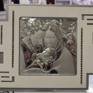 Icona sacra famiglia in argento sagomata