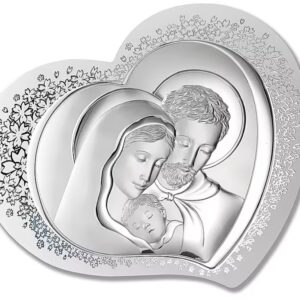 Icona sacra famiglia valenti argenti bianca e argento