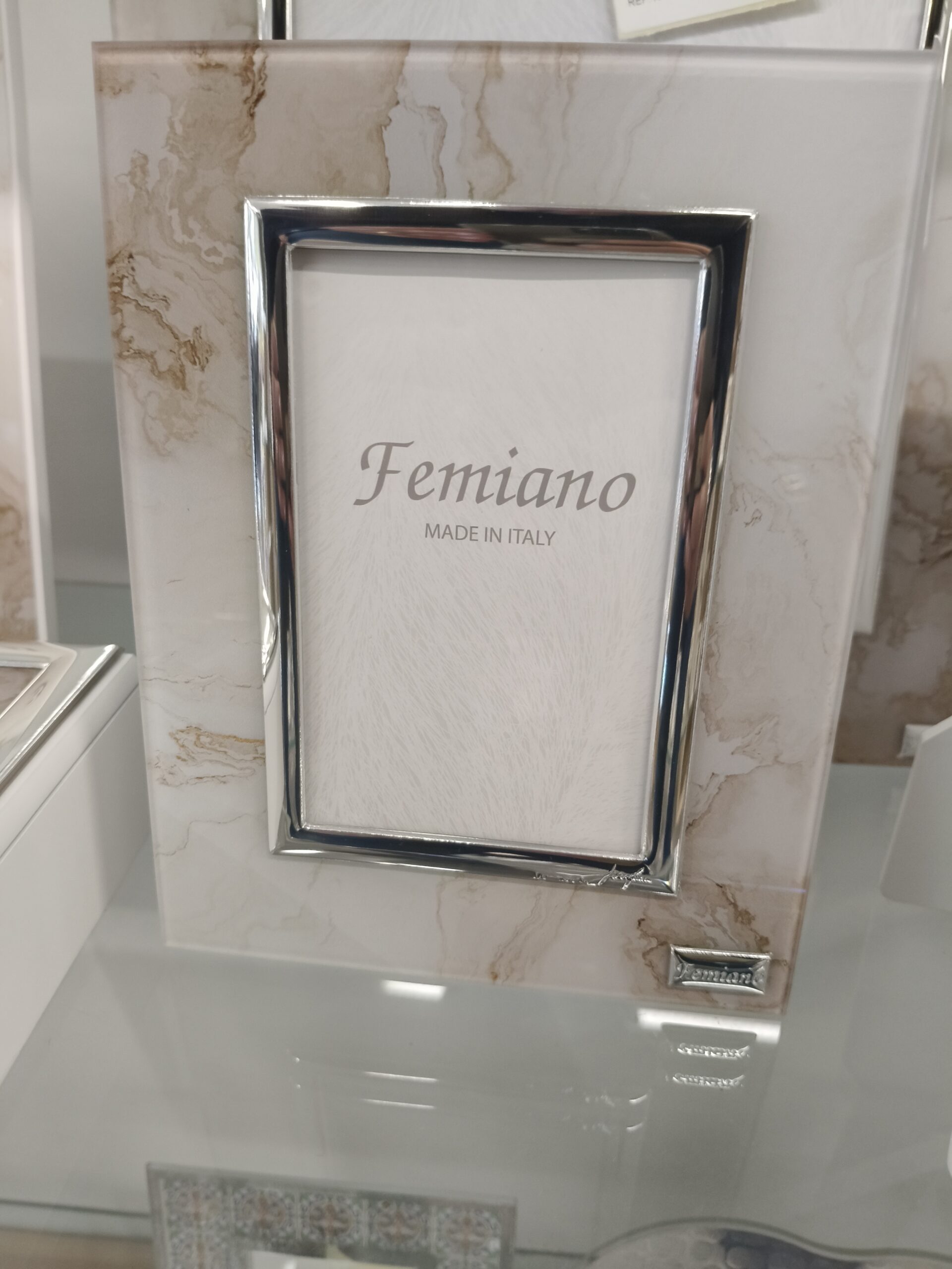 Portafoto effetto marmo tortora e bianco