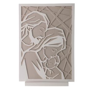 Quadro Sacra Famiglia stilizzato tortora bianco