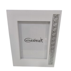 Portafoto bianco con Greca decorativa in argento