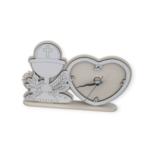 Orologio a cuore bomboniera con simbolo sacro calice comunione