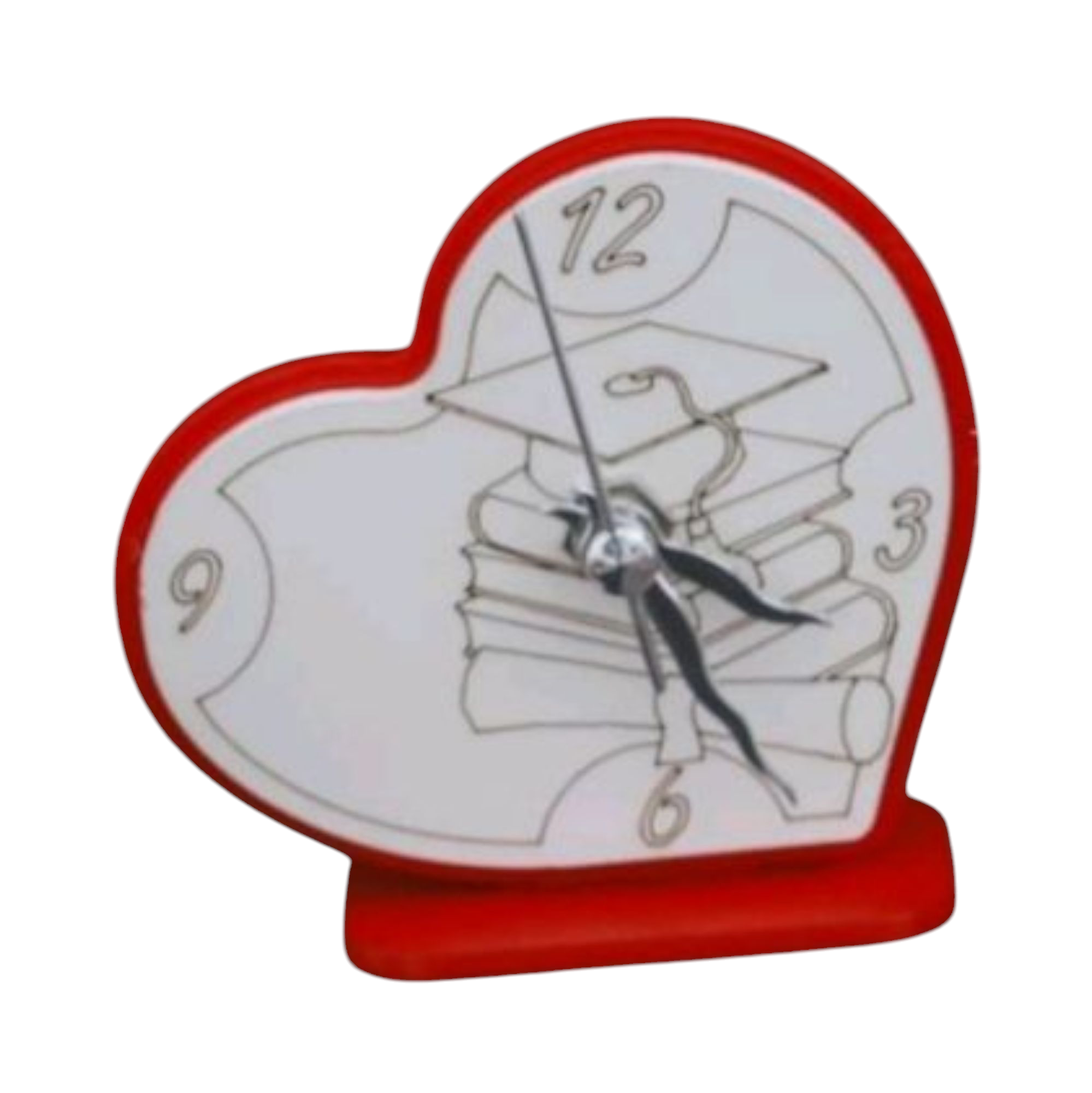 Orologio laurea a cuore bomboniera cappello libri e tocco