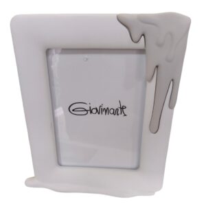 Portafoto bianco con colatura tortora